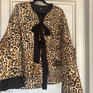 welcome to lalaland oversized quilted leopard coat; 2X/3X
